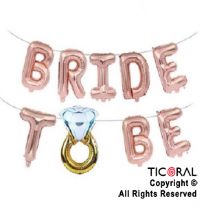 SET DE GLOBOS METALIZADO FRASE BRIDE TO BE 9 UNIDADES X 1